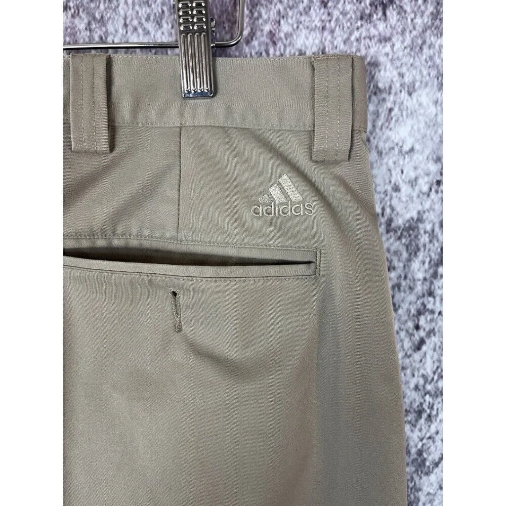 Adidas Pants Mens 34 X 32 Climalite Golf Tan Flat Front‎ Lightweight Preppy Club